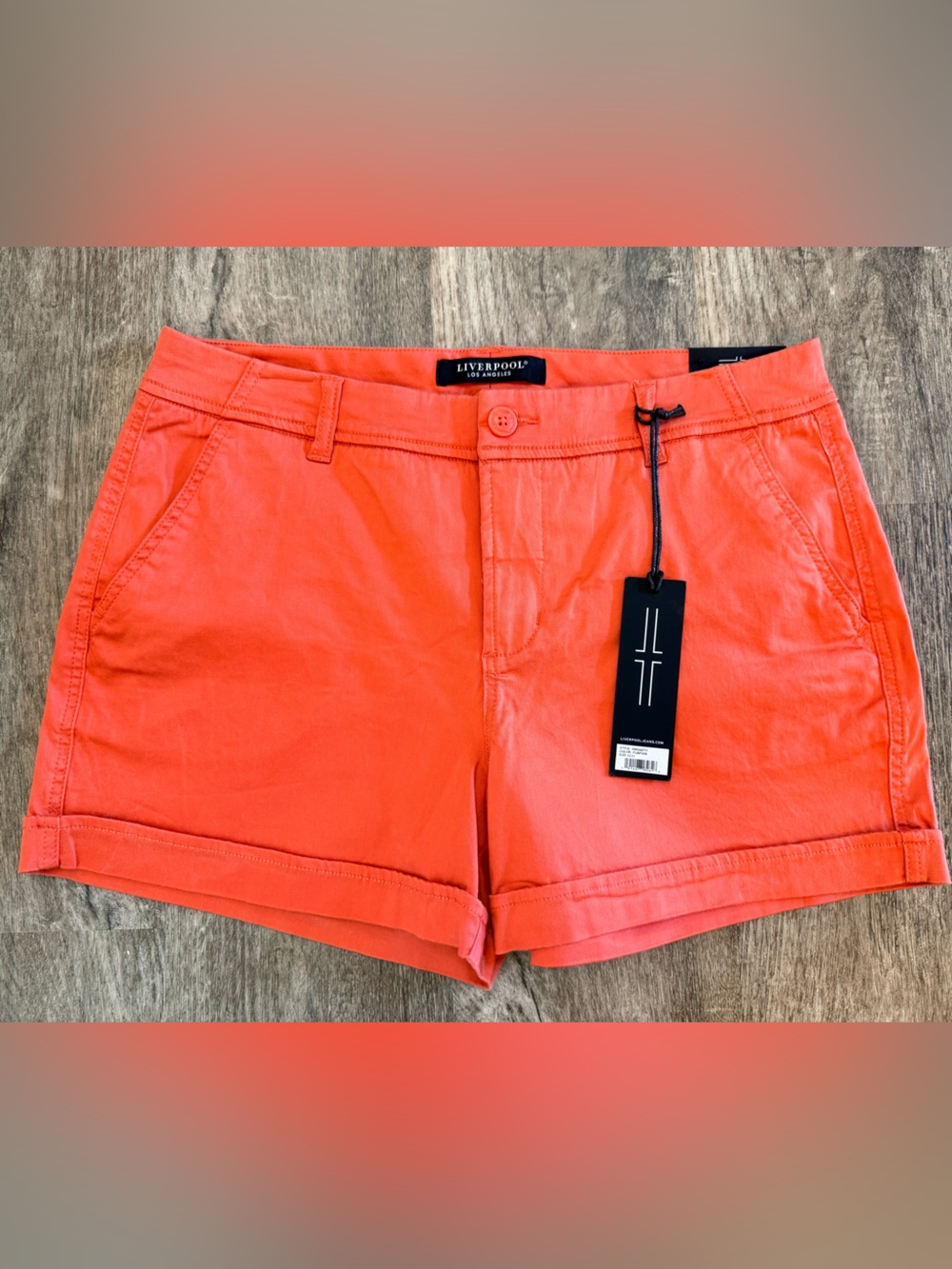 NWT Liverpool Los Angeles Lyocell Mini Chino Shorts Sz 31/12 Pumpkin/Orange🍊